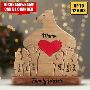 Wooden Bear Love Dad Mom Grandma Puzzle Wooden Bears Family Decor