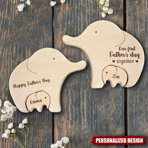 Personalized Wooden Elephant Family Puzzle, Father's Day Gift