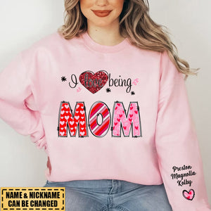 I Love Being Grandma Heart With Grandkids Personalized Valentine 2024 Sweatshirt