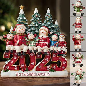 Christmas Snowman Family - Personalized Shaped Acrylic Plaque