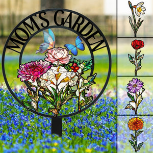 Grandma's Garden Birth Month Flowers - Personalized Metal Garden Stake