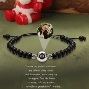 Personalized Projection Photo Beaded Bracelet, Gift for Him