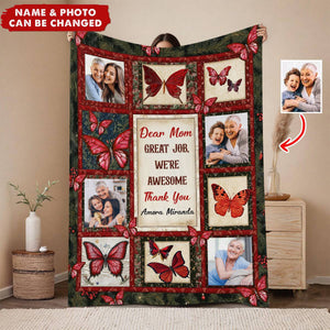 I Love You Mom Butterfly - Personalized Photo Blanket