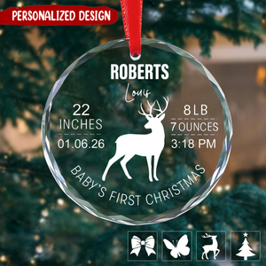 Personalized Baby's First Christmas Glass Ornament
