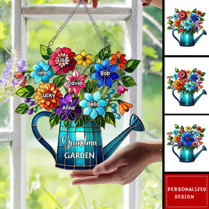 Grandma's Garden Personalized Acrylic Window Hanging, Gift For Mom/Grandma
