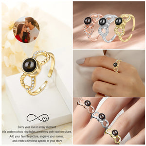 Personalized Projection Photo Adjustable Ring For Couple