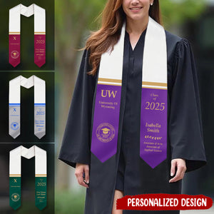 Personalized Graduation Stole, Custom Logo Text Grad Stole Sash, Class Of 2025
