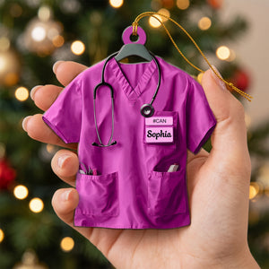 Personalized Nurse Scrub Uniform Acrylic Ornament - Custom Name Christmas Keepsake Gift for Nurses