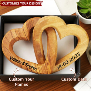 Personalized Connected Hearts Gift For Wedding Valentine's Day Anniversary