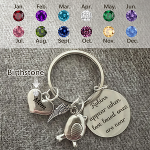 In Loving Memory Gift - Personalized Keychain Custom Birthstone Name Charm