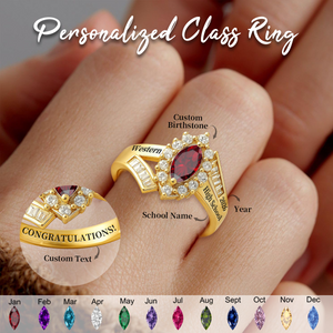 Personalized Engraved Birthstone Class Ring Gift for Graduates