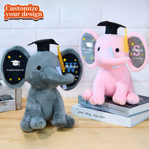 Personalized Graduation Gift With Name-Elephant Plush Toy