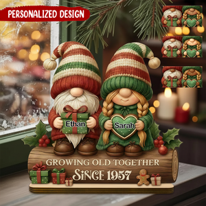 Personalize Couple Growing Old Together Wooden Plaque