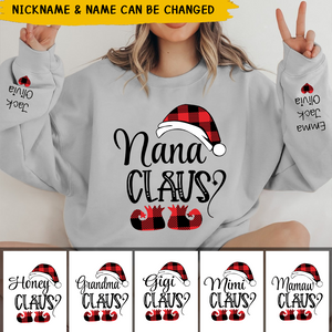 Personalized Nana Claus Christmas And Grandkids Sweatshirt