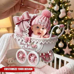 Personalized Baby Photo Christmas Ornament, Funny Newborn First Christmas Gift