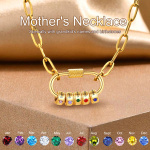 Personalized Birthstone Name Necklace, Jewelry Gift For Mom Grandma