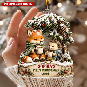 Winter Woodland Baby's First Christmas - Personalized Acrylic Ornament - Christmas Gift for New Mom, New Dad, Newborn