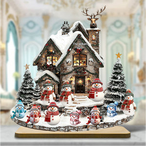 Christmas Snowman Family - Personalized Family 1 Layered Big Freestanding