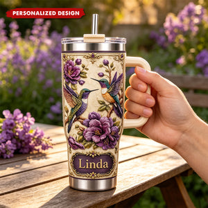 Personalized Hummingbird Tumbler With Handle