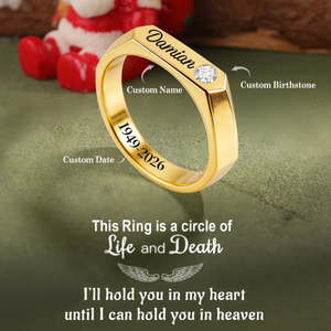 Forever In My Heart - Personalized Birthstone Memorial Engraved Ring