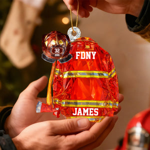 Personalized Firefighter Helmet Uniform Christmas Ornament