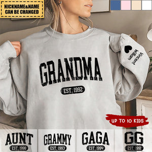 Personalized Grandma Est with Granddaughter and Grandson Names Sweatshirt