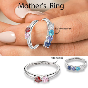Specialized With Kid's Birthstones-Personalized Mother's Ring