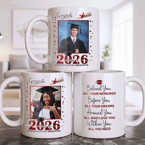 Behind You All Your Memories, Personalized Photo Coffee Mug, Gift For Graduates