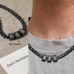 Personalized Family Gift, Custom Engraved Name Necklace, Dad's Necklace