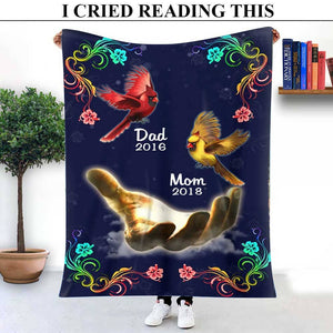 Memorial Flying Cardinals Family Loss Custom Names Blanket Gift for your loved one