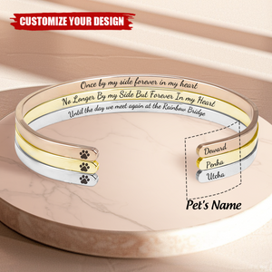 Forever In My Heart - Memorial Pet Personalized Custom Bangle Bracelet Cuffs