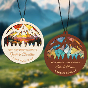 Personalized Mountains Landscape Ornament, Valentine's Day Gift