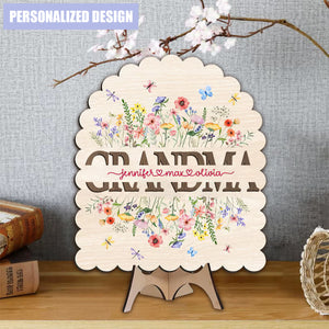 Personalized Grandma's Garden 2-Layered Wooden Frame With Stand