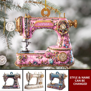Custom Name Sewing Machine Acrylic Ornament, Gifts For Sewing Lover
