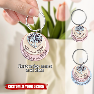 Personalized Hand Stamped Keychain, Gift For Mom Grandma