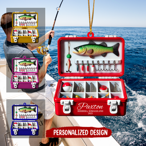 Personalized Fishing Tackle Box Ornament, Fisherman Ornament