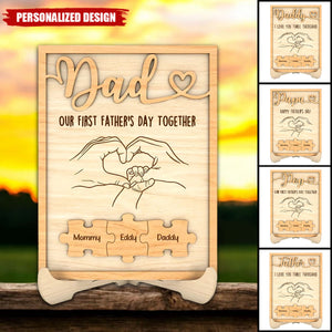 Personalized Family Hands & Puzzle Sign, Father's Day Gift