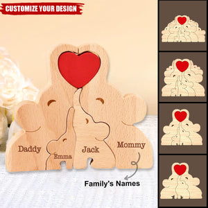 Personalized Wooden Elephant Family Puzzle, Mother's Day Gift