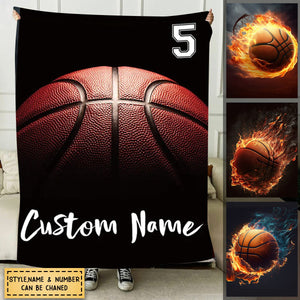 Personalized Name And Number Basketball Blanket