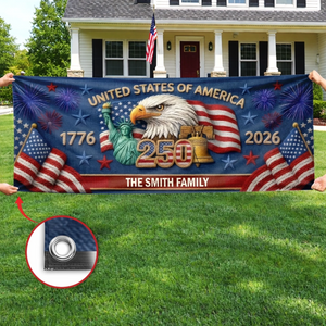 Personalized America 250th Anniversary Family Name Polyester Outdoor Banner