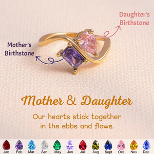 Personalized Two Birthstone Ring, Mother Daughter Jewelry, Mother's Day Gift