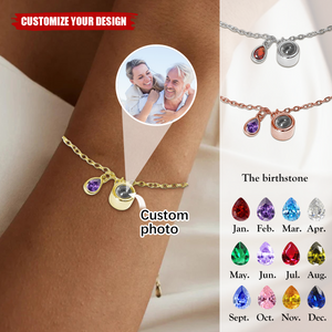 Custom Birthstone Photo Projection Memorial Bracelet