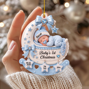 Personalized Custom Name Birth Stats Baby’s First Christmas Ornament