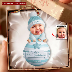 Personalized Baby’s 1st Christmas Ornament, Custom Baby Photo Ornament