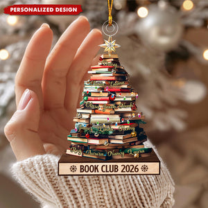 Christmas Tree Book Club Custom Names - Personalized Acrylic Ornament