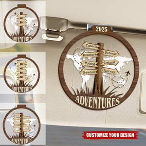 Personalized Custom Travel Adventure Destination Car Visor Clip