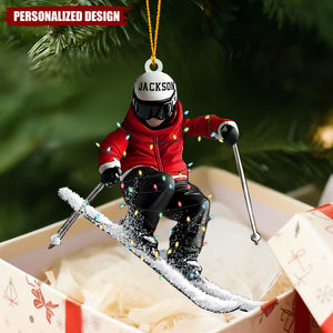 Personalized Skiing Ornament, Christmas Gift for Skiers
