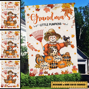 Autumn Scarecrow Grandma/Mama Flag - Personalized Flag Grandma's Little Pumpkins