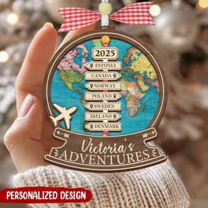 Personalized Traveling Destination Christmas Ornament