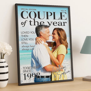 Custom Couple Photo Poster - Personalized Anniversary Wedding Gifts For Husband And Wife
